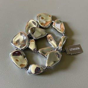 Chicoβs Stretchy Silver Beads Bracelet